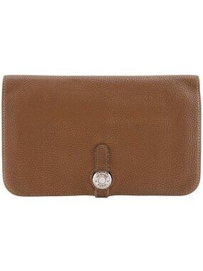 Hermes Dogon Taurillon Clemence Gold Brown I Wallet
